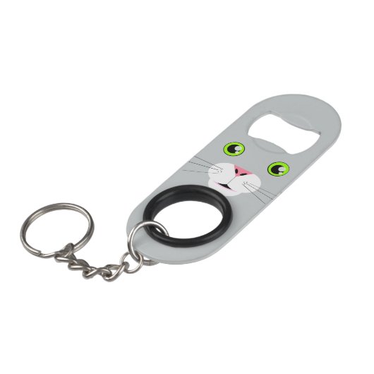 Kat Face Sleutelhanger Flessenopener (Voorkant Gekanteld)