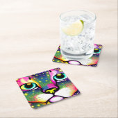 Kat Face sluit Pop kunst af Kartonnen Onderzetters (Insitu)