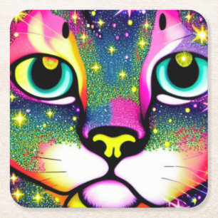 Kat Face sluit Pop kunst af Kartonnen Onderzetters