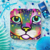 Kat Face sluit Pop kunst af Papieren Bordje (Feest)