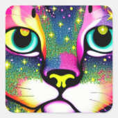 Kat Face sluit Pop kunst af Vierkante Sticker (Voorkant)