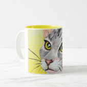 Kat Face Tweekleurige Koffiemok (Voorkant links)