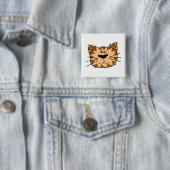 Kat Face Vierkante Button 5,1 Cm (In situ)