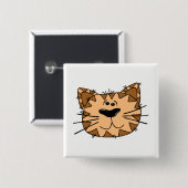 Kat Face Vierkante Button 5,1 Cm (Voorkant /achterkant)
