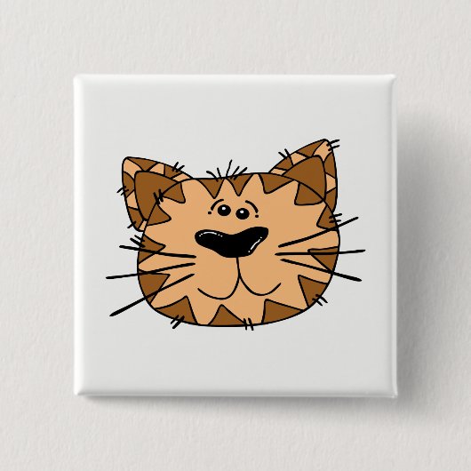 Kat Face Vierkante Button 5,1 Cm (Voorkant)