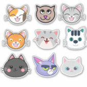 Kat faces | Cute, Funny Cats Sticker (Voorkant)