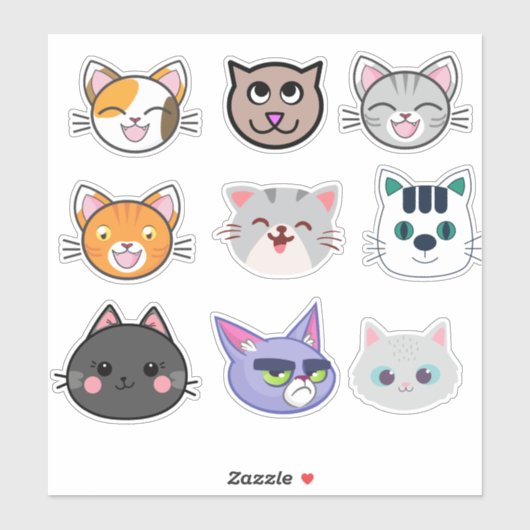 Kat faces | Cute, Funny Cats Sticker (Vel)