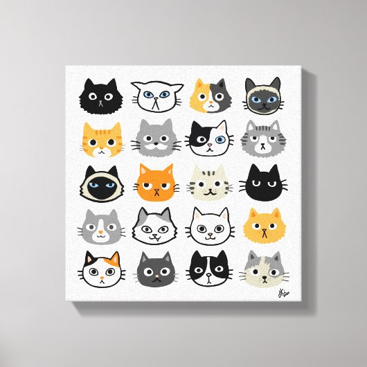 Kat faces | Kute, Funny en Annoyed Cats Canvas Afdruk (Voorkant)
