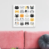 Kat faces | Kute, Funny en Annoyed Cats Canvas Afdruk (Insitu (Woonkamer))