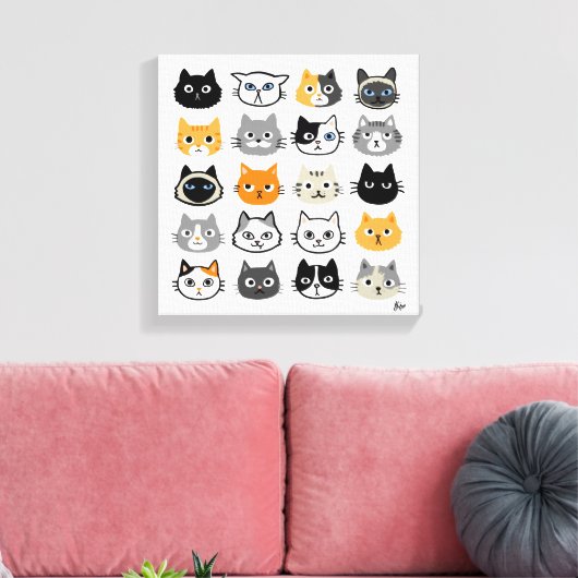 Kat faces | Kute, Funny en Annoyed Cats Canvas Afdruk (Insitu (Woonkamer))