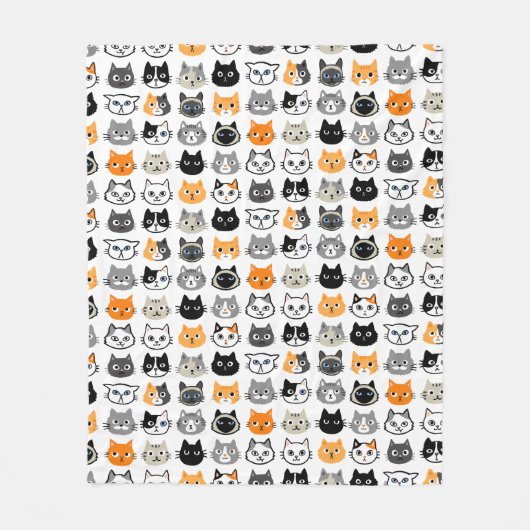 Kat faces | Kute, Funny en Annoyed Cats Fleece Deken (Voorkant)