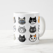 Kat faces | Kute, Funny en Annoyed Cats Grote Koffiekop (Voorkant rechts)