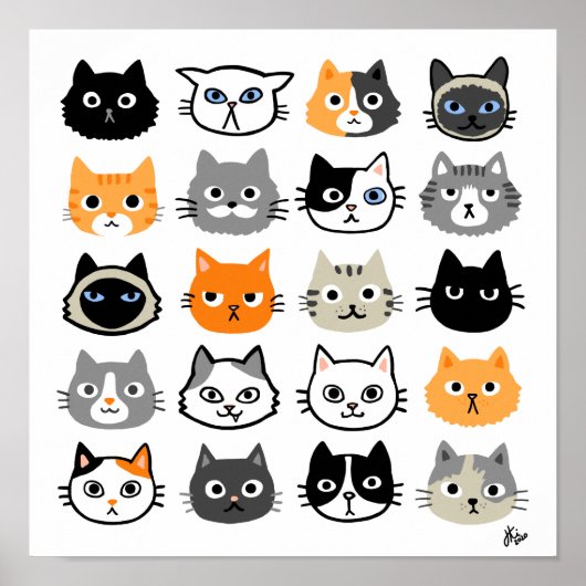 Kat faces | Kute, Funny en Annoyed Cats Poster (Voorkant)