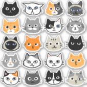 Kat faces | Kute, Funny en Annoyed Cats Sticker (Voorkant)