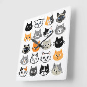 Kat faces | Kute, Funny en Annoyed Cats Vierkante Klok (Hoek)