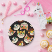 Kat faces papieren bordje (Feest)