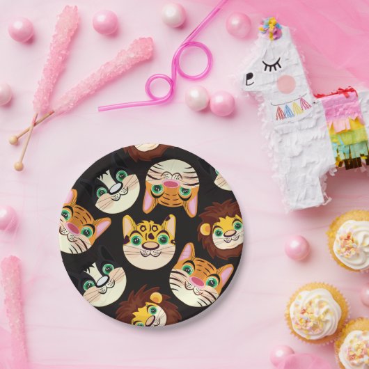 Kat faces papieren bordje (Feest)
