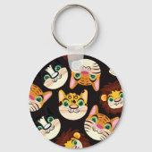 Kat Faces Sleutelhanger (Voorkant)