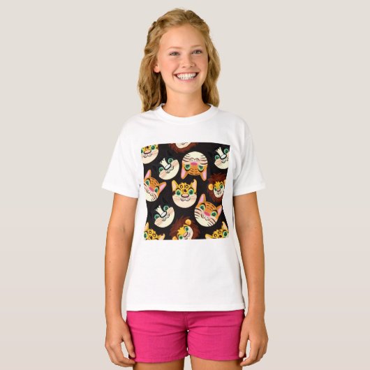 Kat faces t-shirt (Voorkant volledig)