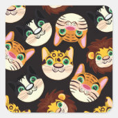 Kat faces vierkante sticker (Voorkant)