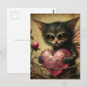 Kat Fairy Roze Hart Brambles Briefkaart (Voorkant / Achterkant)