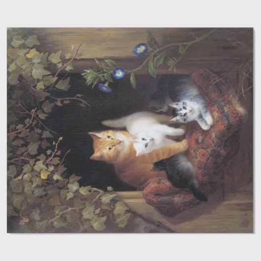 Kat Familie en Ivy Leaf van Henriette Ronner-Knip Cadeaupapier (Vlak)