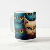 Kat Familie Kleurrijke Whimsical 1 Koffiemok (Voorkant links)