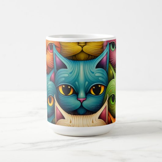 Kat Familie Kleurrijke Whimsical 2 Koffiemok (Center)