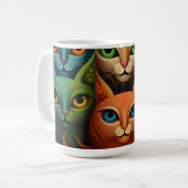 Kat Familie Kleurrijke Whimsical 2a Koffiemok (Voorkant links)