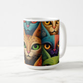 Kat Familie Kleurrijke Whimsical 2b Koffiemok (Voorkant rechts)