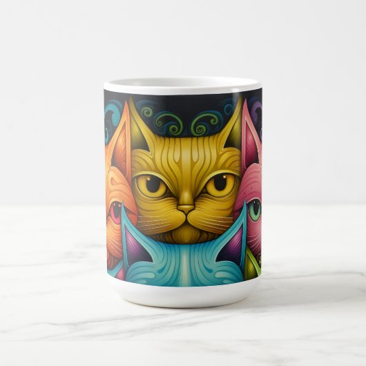 Kat Familie Kleurrijke Whimsical 3 Koffiemok (Center)