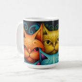 Kat Familie Kleurrijke Whimsical 3 Koffiemok (Voorkant links)