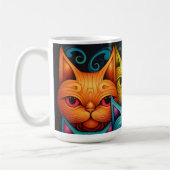 Kat Familie Kleurrijke Whimsical 3 Koffiemok (Links)