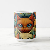 Kat Familie Kleurrijke Whimsical 4b Koffiemok (Center)