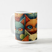 Kat Familie Kleurrijke Whimsical 4b Koffiemok (Voorkant links)