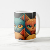 Kat Familie Kleurrijke Whimsical 4c Koffiemok (Voorkant rechts)