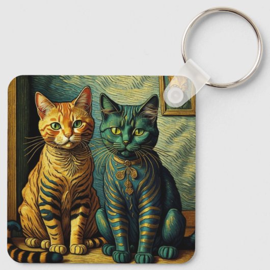 Kat familie sleutelhanger (Achterkant)