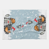 Kat familieportret in sneeuw theedoek (Horizontaal)