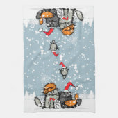 Kat familieportret in sneeuw theedoek (Verticaal)