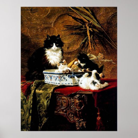 Kat Family, Henriëtte Ronner-Knip Poster (Voorkant)