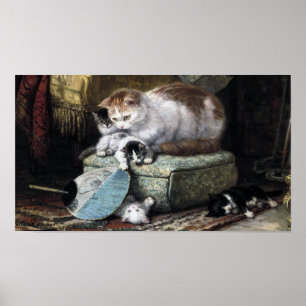 Kat Family, Henriette Ronner-Knip Poster