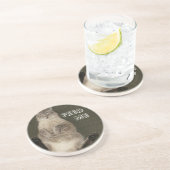 Kat "FEED ME"-Onderzetter Zandsteen Onderzetter (Zijkant)