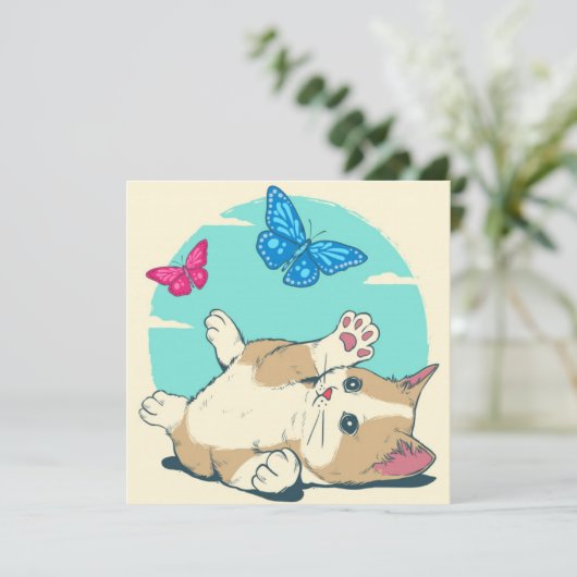 Kat Feestdagenkaart (Staand voorkant)