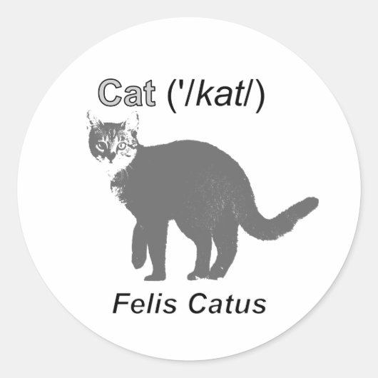 Kat Felis Catus Ronde Sticker (Voorkant)