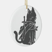 Kat-filhouet van kleur - Kies achtergrondkleur Keramisch Ornament (Rechts)