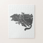 Kat-filhouet van kleur - Kies achtergrondkleur Legpuzzel (Verticaal)