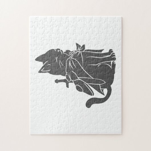 Kat-filhouet van kleur - Kies achtergrondkleur Legpuzzel (Verticaal)