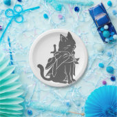 Kat-filhouet van kleur - Kies achtergrondkleur Papieren Bordje (Feest)