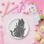 Kat-filhouet van kleur - Kies achtergrondkleur Papieren Bordje (Feest)