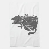 Kat-filhouet van kleur - Kies achtergrondkleur Theedoek (Verticaal)